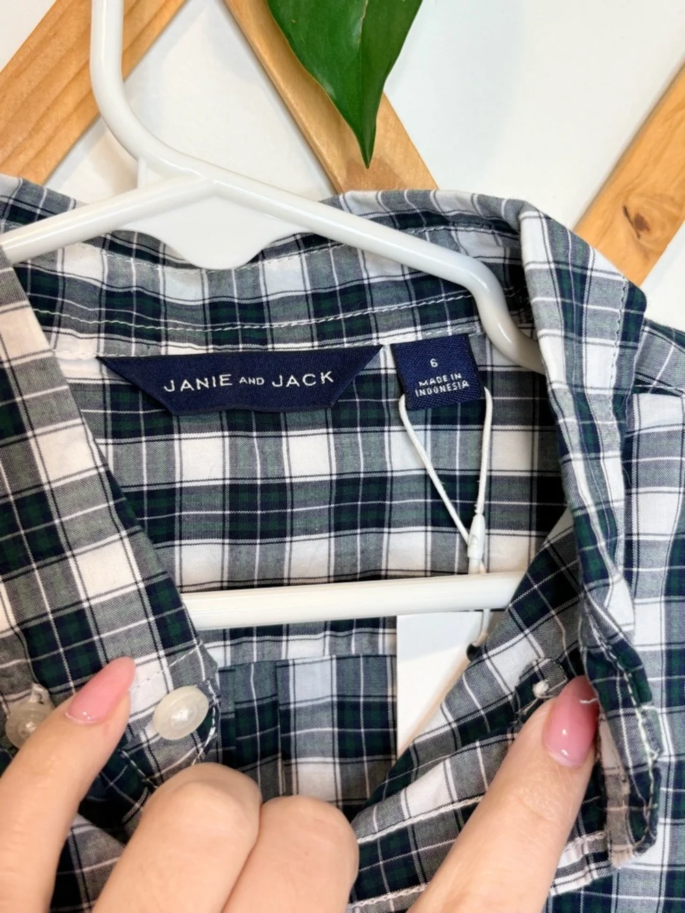 JANIE AND JACK The Tartan Poplin Shirt in Enchanted Forest Tartan